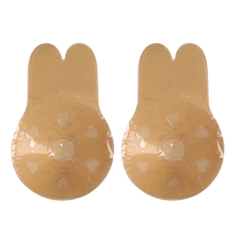 1/2pairs Women'S Push Type Bra Self-Adhesive Silicone Strapless Invisible Bra Reusable Adhesive Lifting Bra Breast Pad 4