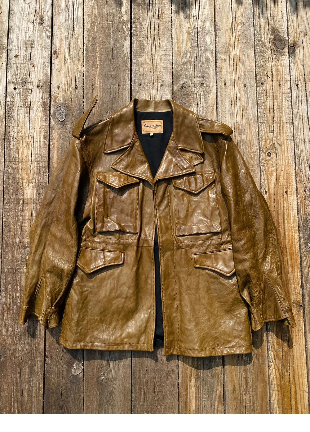 

CDM43 Asian Size Army Super Genuine Horween Horsehide & 12oz Canvas & 580GSM Wool Wax Water Proof M43 Jacket