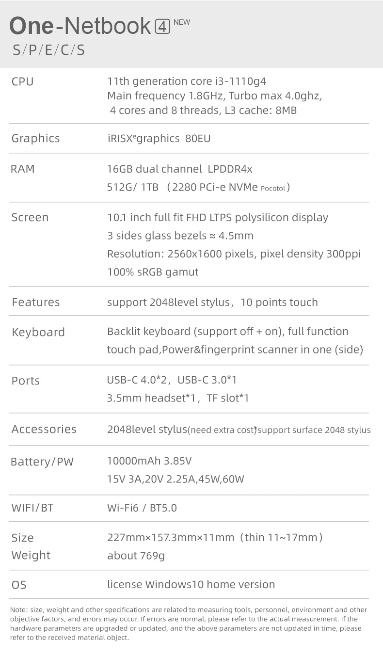 One-Notebook OneMix4 Platinum Mini Laptop - 10.1 Inch, Intel Core i3-i7, 16GB RAM, 1TB-2TB SSD, Windows 11 Description Image.This Product Can Be Found With The Tag Names Computer Office, Laptops, Pocket computer mini laptop