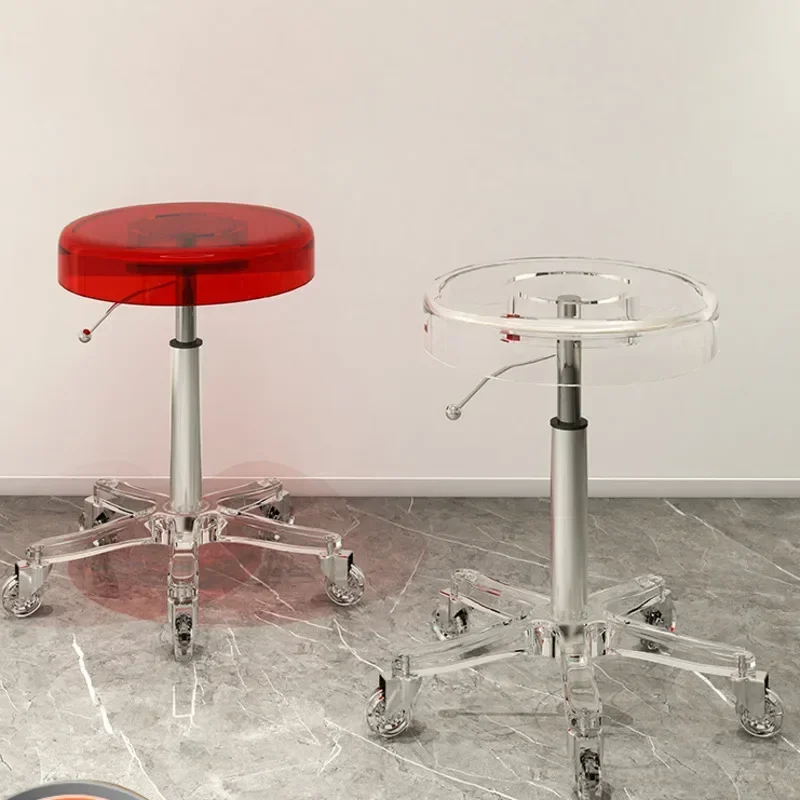 

Специальный акриловый стул для салона красоты, высокий барный стул, вращающийся подъемный стул для маникюрного салона, стильный верстак для парикмахеров
