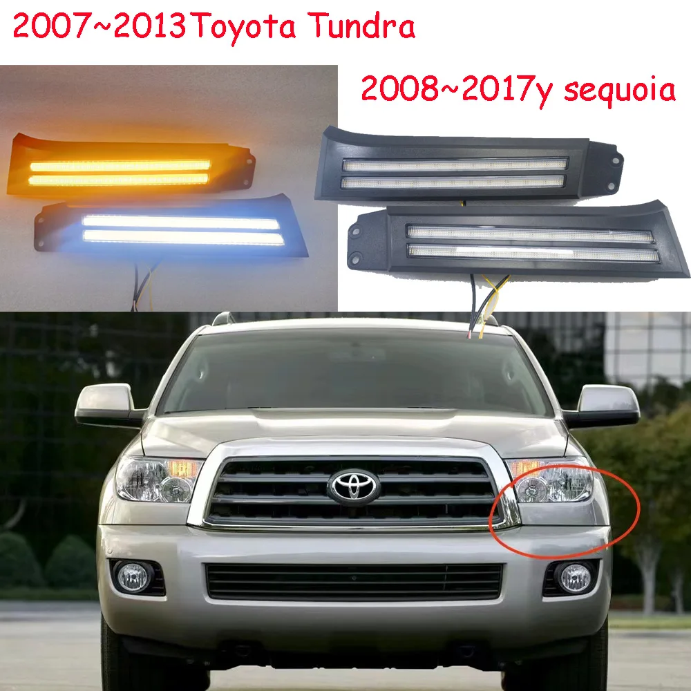 

Автомобильный бампер, фара для Toyota Tundra, дневная лампа 2007 ~ 2008 Y DRL, автомобильные аксессуары, дневная фара для sequoia, противотуманная модель 2017 ~