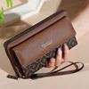 1pc Classic Men's Faux Leather Wallet, Double Layer with Snap Closure, Zippered Card Holder & Photo Compartment, Color blocking 1