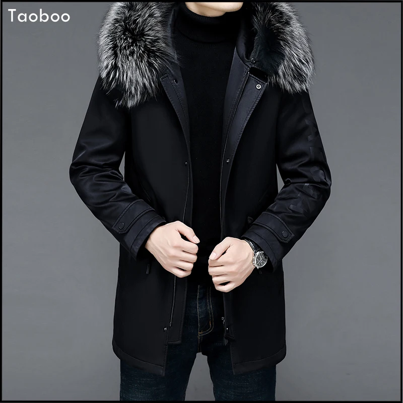 TaobooNewMensThickenedDownJacketWinterFoxCollar2022Male