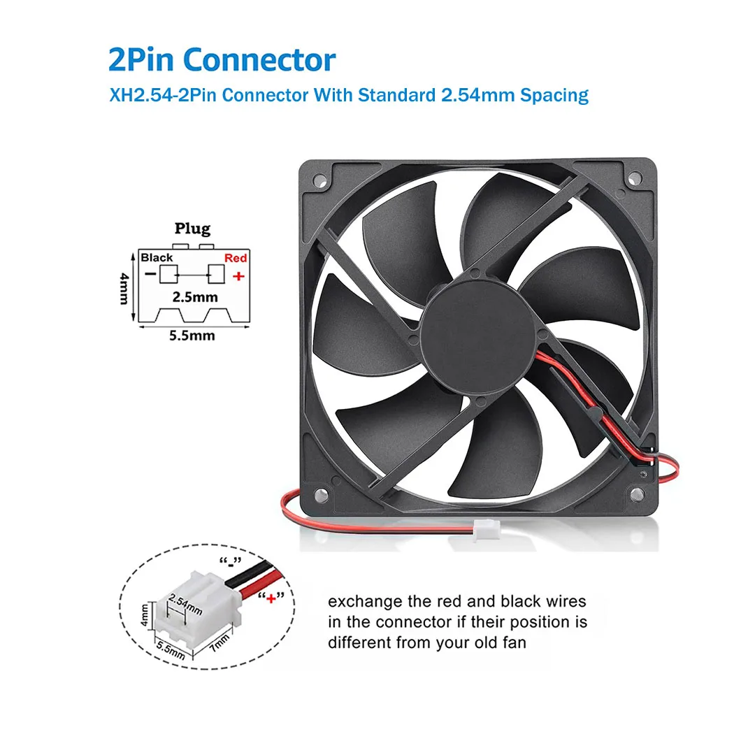Universal 12cm Multi-Voltage USB/DC Brushless Cooling Fan for Computer Cases and Servers