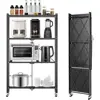 4-Tier Foldable Metal Storage Shelf with Wheels Heavy Duty Organizer Bathroom Kitchen Office Garage Space Saving Display Rack 2