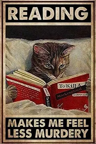 

Жестяной ретро-знак с надписью «Кот» для чтения позволяет мне чувствовать себя меньше, жестяной винтажный знак для домашнего декора кофейных стен 8x12 дюймов
