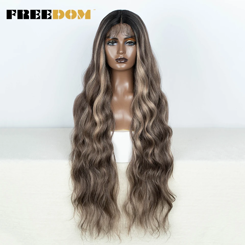 FREEDOM Body Wavy Synthetic Lace Front Wigs For Black Women 36