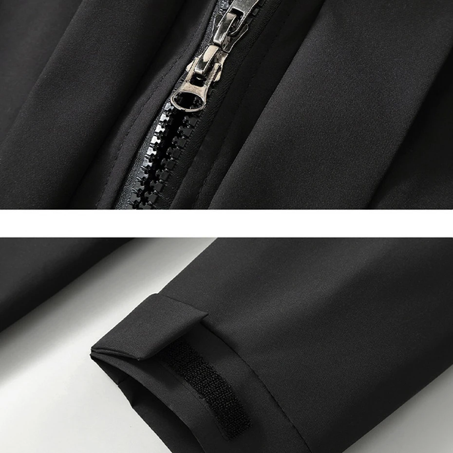 Black Waterproof Windbreak Cargo Jackets Plus Size 12XL Fashion Casual Solid Color Camp Jackets Big Size 12XL Coats Male 6