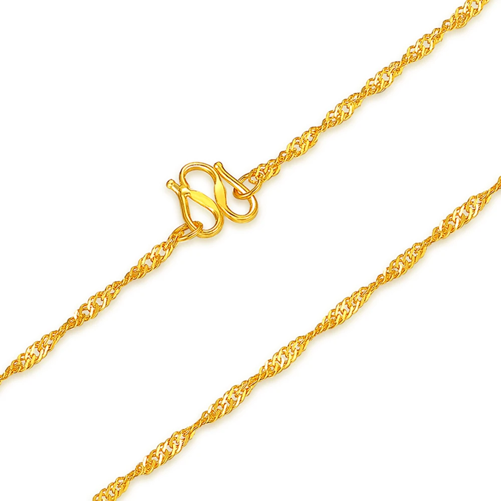 

Real 999 24K Yellow Gold Women Lucky Twist Singapore Chain Link Necklace 16.5"L