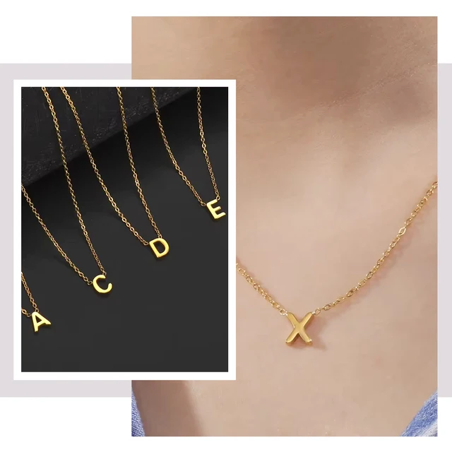 Unift Colliers avec lettres de l'alphabet pour femmes, pendentif, clavicule, chaîne, ras du cou, bijoux tendance, famille, nom Initial, accessoires, cadeau, A-Z 1