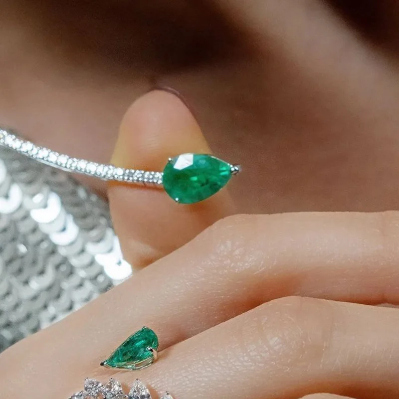 Stonefans Simple Green Crystal Rhinestone Collar Jewelry for Women Bridal Leaf Shape Open Necklace Choker Wediing Collar Chain