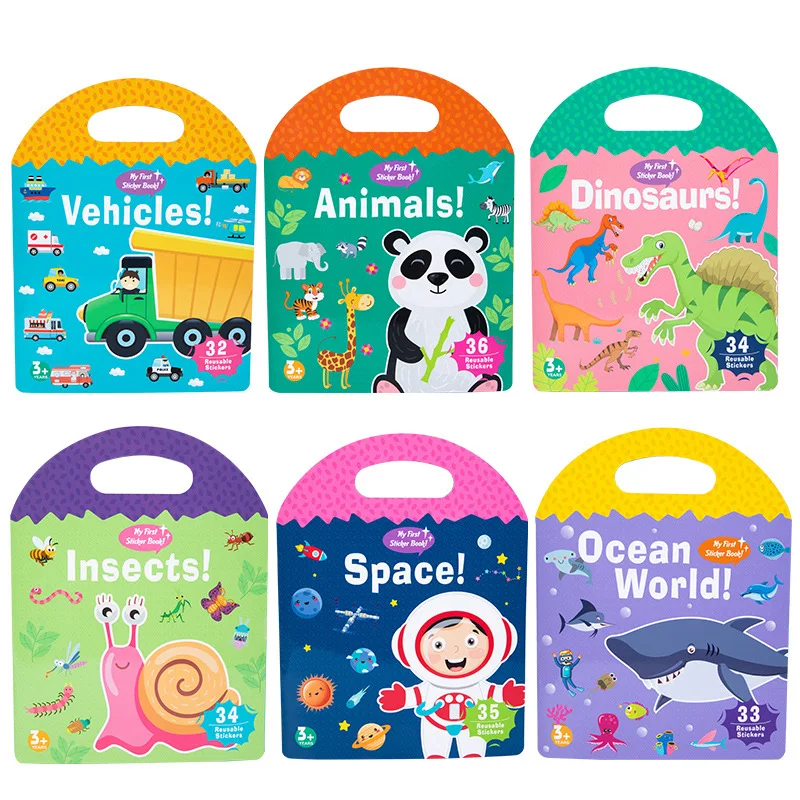 Reusable Sticker Book for Kids 2-4 Educational DIY Puzzle Travel Animal  Stickers Quiet Busy Book Learning Activities for Toddler