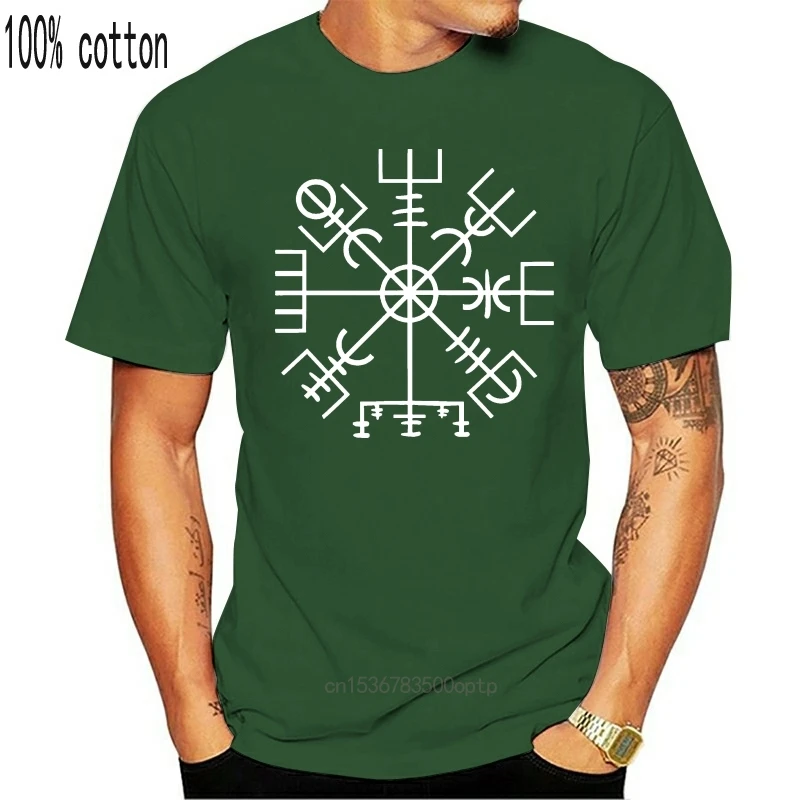 

Футболка Vegvisir мужская с компасом и изображением символов викингов, модная тенниска из металла с короткими рукавами в скандинавском стиле, в старом скандинавском стиле