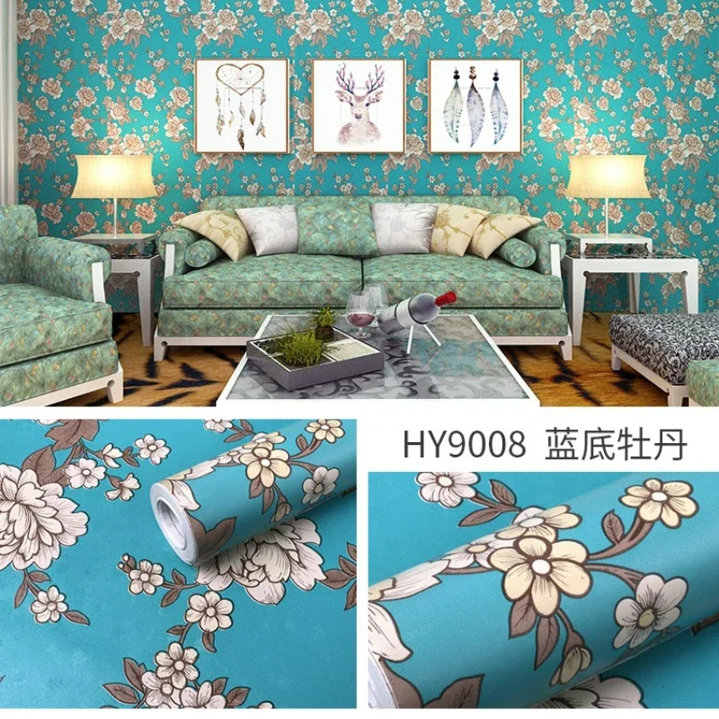 

Self-adhesive Wallpaper Pastoral Retro Large Flower Background Wall Covering Living Room Decoration Self-adhesive Wallpaper