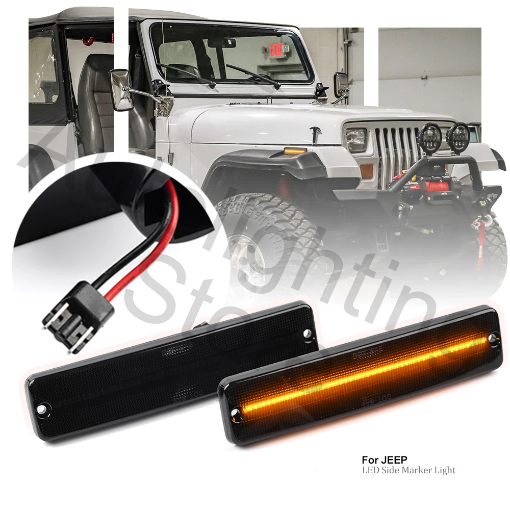 2pcs Led Front Side Marker Light For Jeep Wrangler Yj 1987 1988 1989