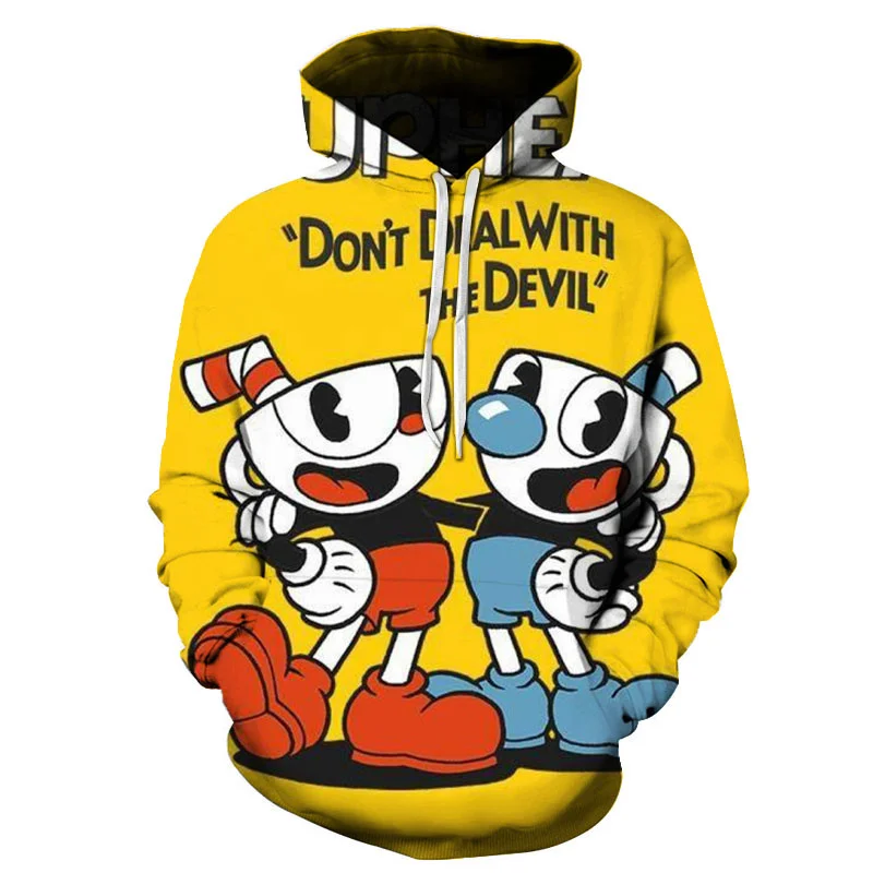 

3D Shooting Hip And Hop Game Cuphead Print Hoodies Kid Fashion Funny Streetwear Hooded Sweatshirts Y2k Harajuku Clothes Pullover