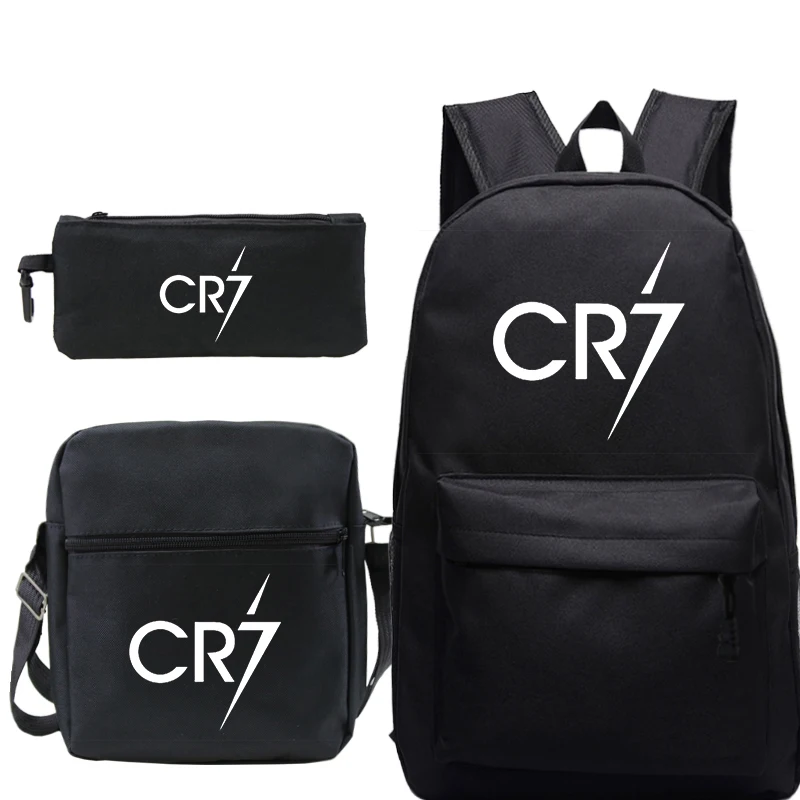 3 Pezzi Set Cristiano Ronaldo Cr7 Borsa Da Scuola Studenti Ragazzi Ragazze Borsa Da Scuola Nuovo Modello Zainetto Cr7 Zaino Moda
