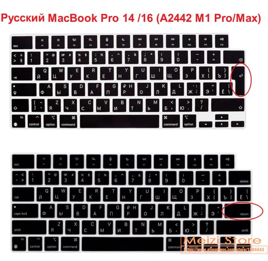 Russian Language Silicone Keyboard Cover For Macbook Pro 14 Inch 2022