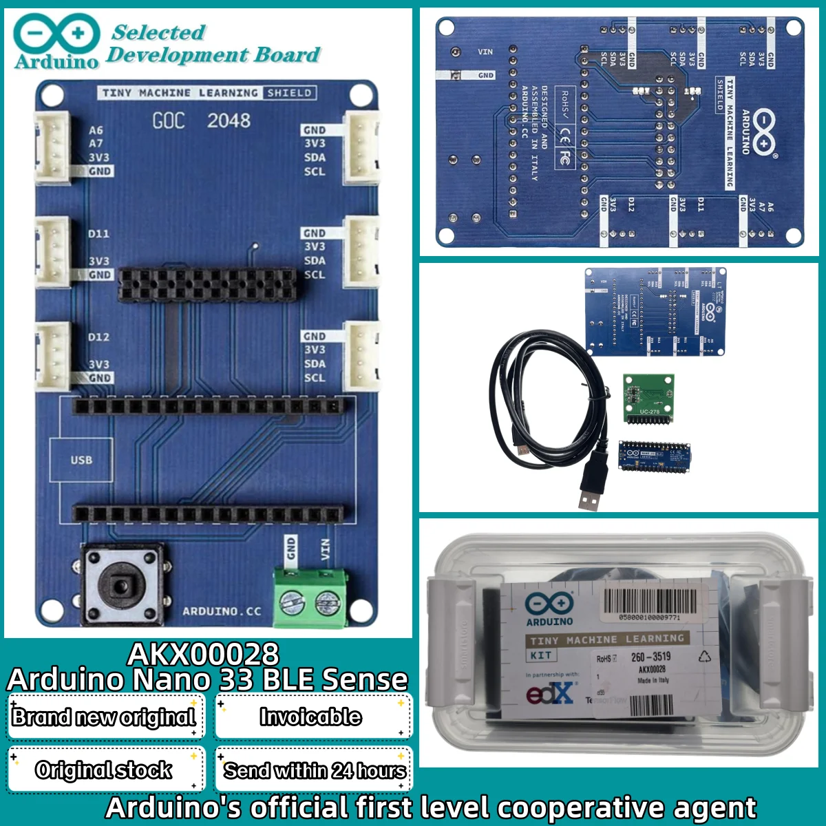 1PCS-LOT-Arduino-Tiny-Machine-Learning-Kit-AKX00028-Nano-33-BLE-Sense ...