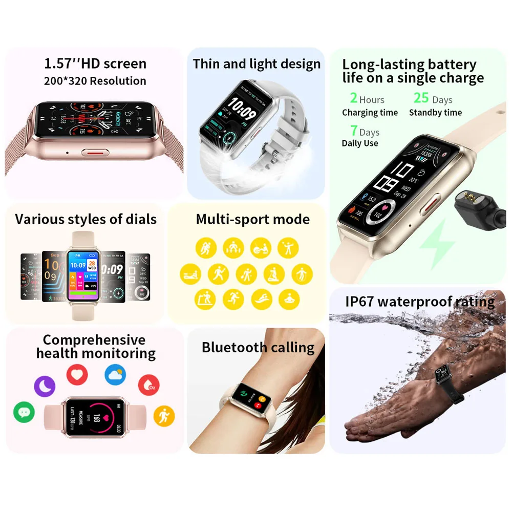 2024 New 1.57 inch Bluetooth Call Smart Watch Men Fitness Tracker Heart Rate Sports Bracelet Fashion Women Smartwatch For Xiaomi - Image 3