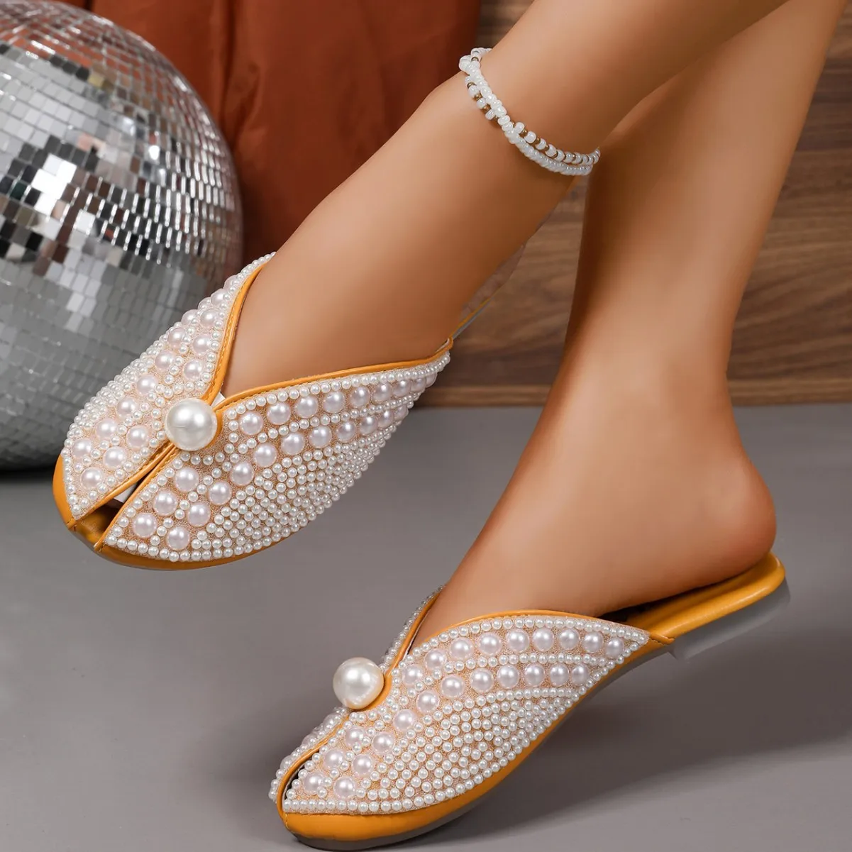 Women Slippers Summer Fashion Rhinestone Home Women Mules Shoes Elegant Slippers Luxury Designer Flat Sandals House Slides Women - 3