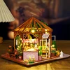 DIY Wooden Miniature Model Kit Flower Coffee Store Casa 3D Puzzle Dollhouse With Furniture Lights Home Decor for Friends Gifts 4