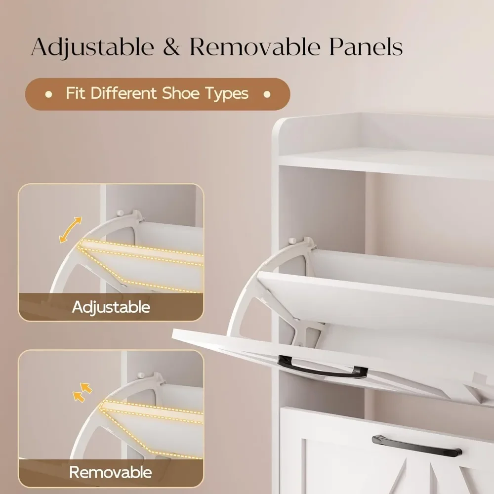 Shoe Storage Cabinet with Drawers, Freestanding Shoe Cabinet, Shoe Organizer with Wood Legs for Entryway,Living Room - Image 3