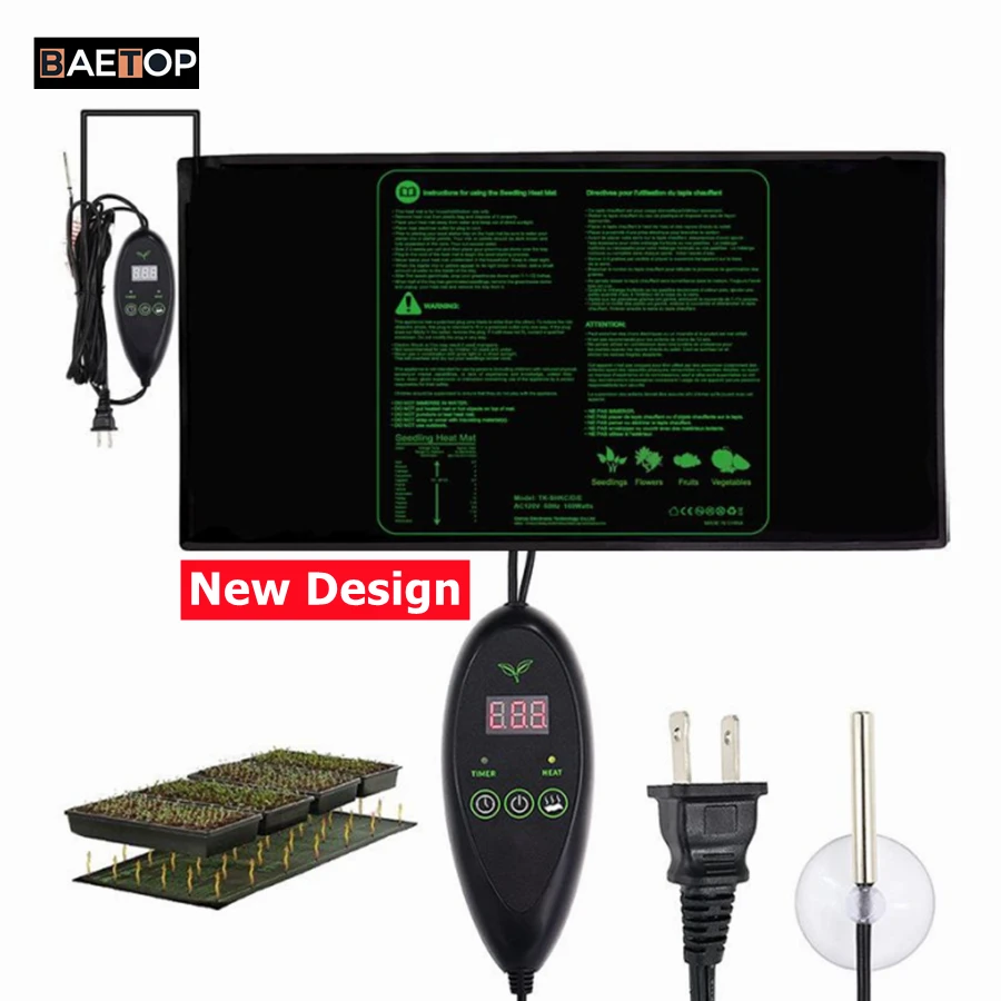 Seedling Heat Mat 3 Sizes Upgrade Seedling Heat Mat Waterproof Heat Pad with 20℃-45℃ Digital Thermostat Controller Hydroponic Seedling Germination