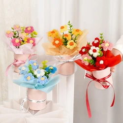 Elegant Knitted Flower Bouquet with Crochet Roses - Perfect Gift (4PCS Set)