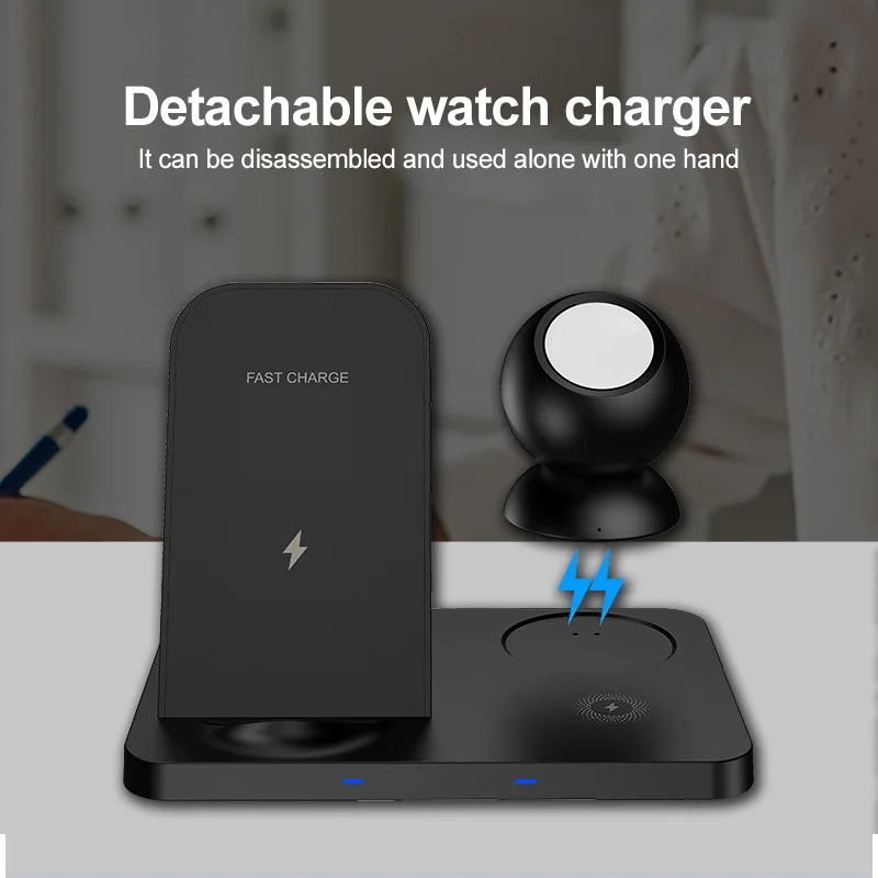 samsung wireless charging pad 3 in 1 Wireless Charger Stand 15 Fast Charger Magnetic Watch Charging for iPhone 12 11 pro XS Samsung S20 for Airpods iWatch 6 5 samsung wireless charger trio