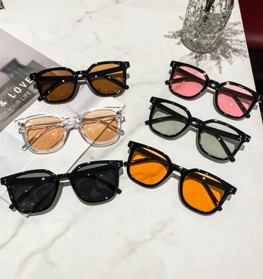 

2023 Vintage Women's Fashion Square Sunglasses Men Candy Color Shades Lens Sun Glasses UV400 Steampunk Eyewear