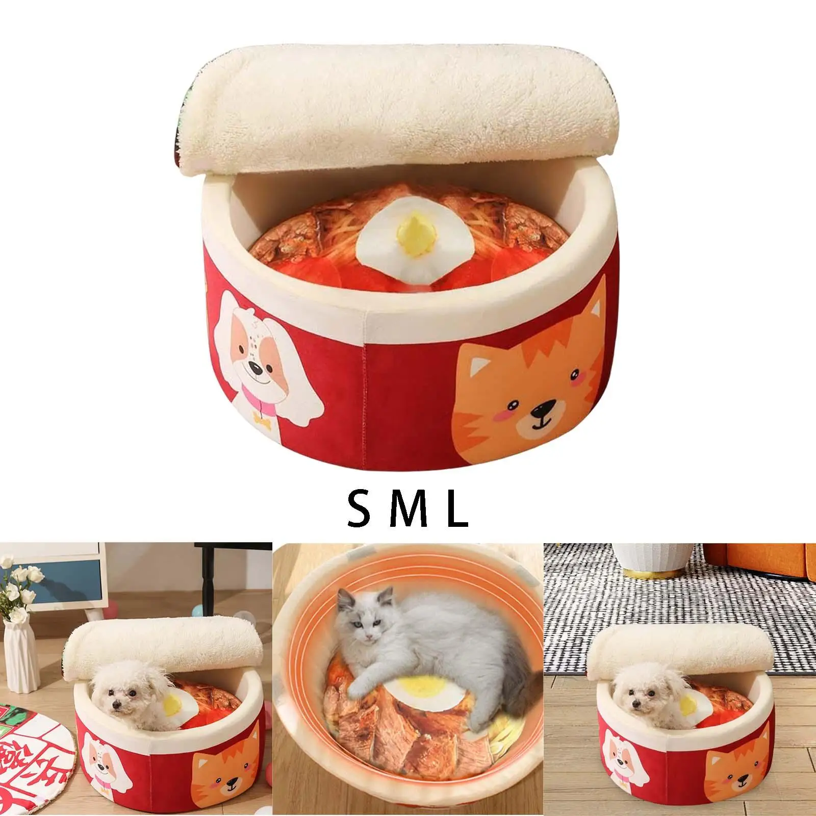 Instant Noodle Bed, Thick , Removable Washable Cushion, for Kitten Small Cats