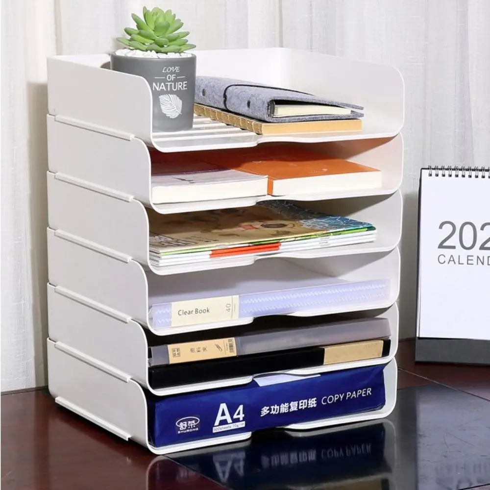 Stackable Desk Organizer Paper Tray Holder Office Desktop File Letter Book Document Filing Shelf Cosmetics Storage Rack storage box storage racks file organizer