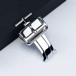 Premium Rubber Wristband with Metal Folding Clasp and Stainless Steel Buckle - 20mm (Silver)