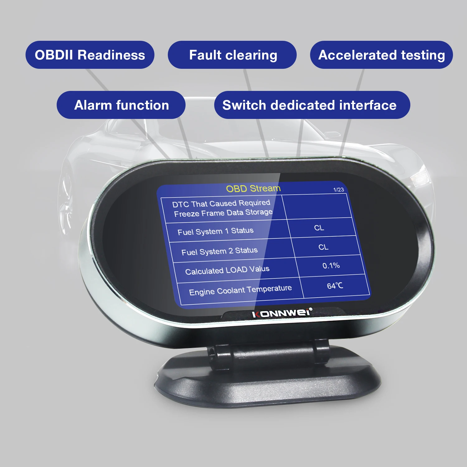 KONNWEI Car OBD2 HUD KW206, Digital Instrument Computer with Intelligent Speedometer Water Temperature and Fuel Pressure Tester 2026 - Image 3