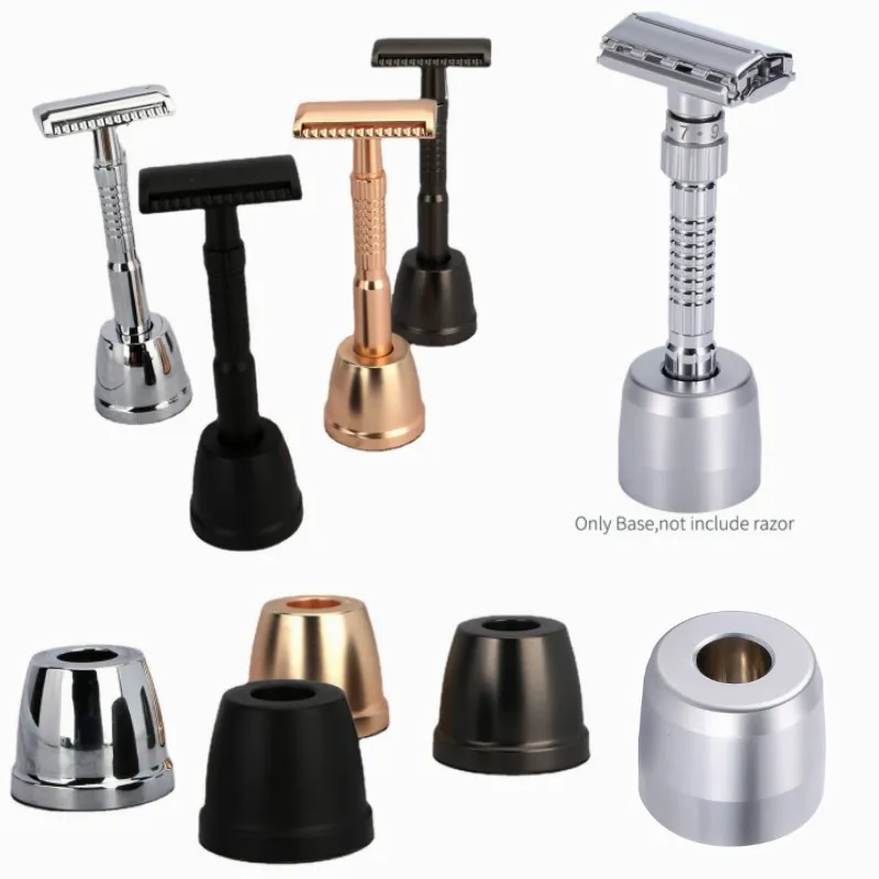 Safety Razor Stand Base Round Shaver Stable Pedestal Aluminum Alloy Shaving Holder Salon Barber Tools for Bathroom Accessories