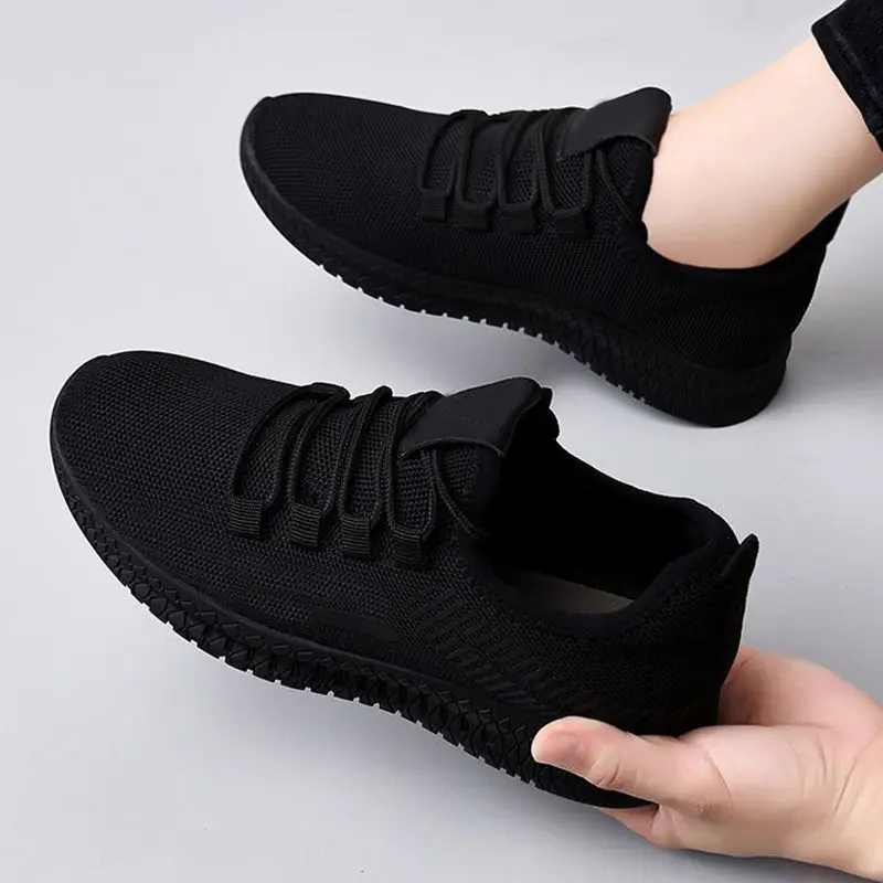 Sport Shoes Women Lightweight Running Sneakers Walking Casual Breathable Shoes Non-Slip Comfortable Black Size 41 Hombre E185