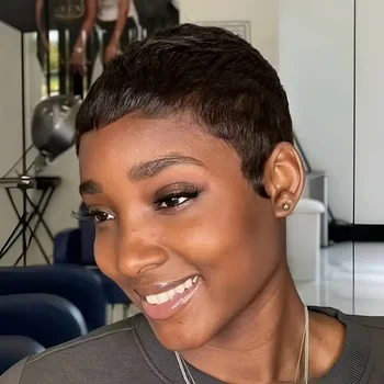 Sale Human Hair Wig Short Straight Human Hair Wigs Pixie Cut Straight Short Bob Wigs For Women  Brazilian Human Hair Machine