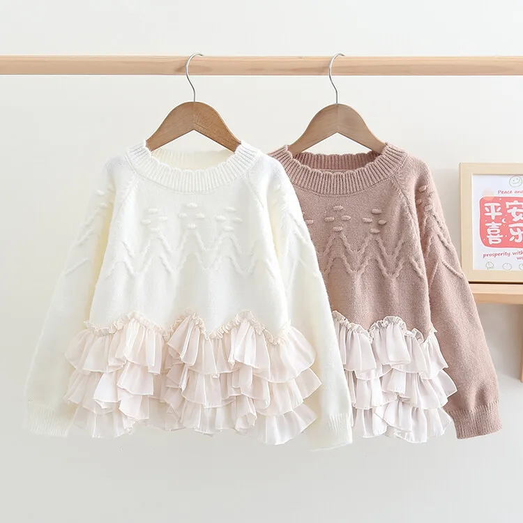 

Winter Baby Girl Clothes Children's Sweater Girls O-Neck Pullover Knitted Sweater Sweet Outerwear Long Sleeve Keep Warm Coats