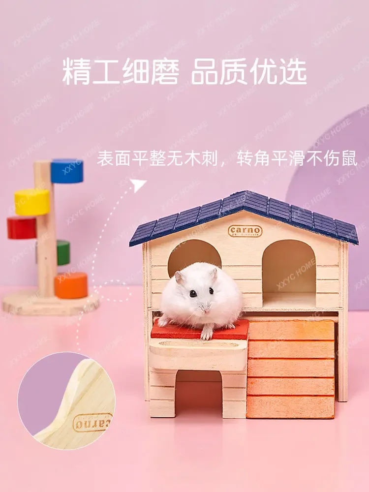 Hamster Landscaping Supplies Swing Villa Anti-Slide Ladder Toy Natural Wooden Arch Bridge Fence