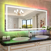 Large Full Size RGB LED Bathroom Mirror with Lights Vanity Wall Mirrors Dimmable Smart Anti-Fog Vertical/Horizontal 1