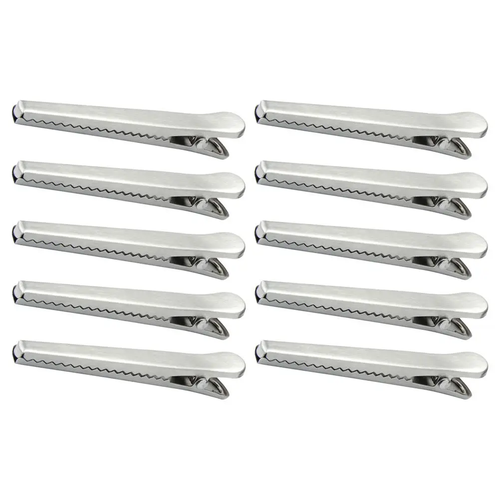 10Pcs 악어 모양의 스테인레스 스틸 식품 가방 씰링 클립 재사용 가능한 주방 필수 스낵 가방 클램프 신선도 유지 장치