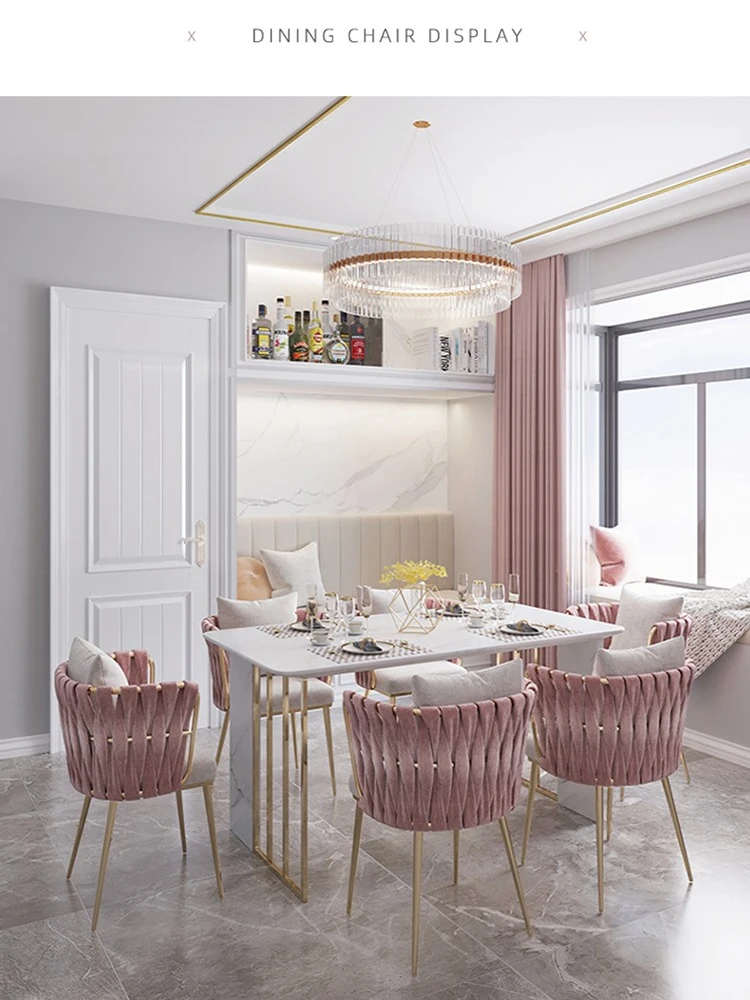 Description Picture 6 of itemPink Chair Ins Dressing Table Modern Bedroom Designer Home Backrest Dining Chair Armchair Iorn Makeup Customized Muebles