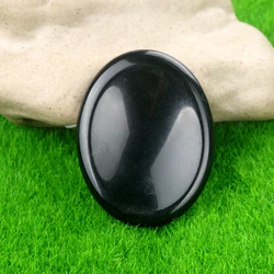 Oval Quartz Healing Crystal Worry Stone for Meditation and Chakra Energy Therapy (Black Obsidian)