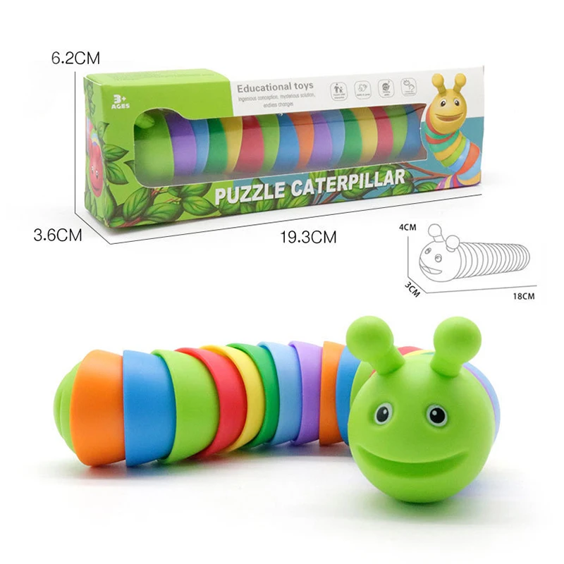 Funny Fidget Slugs Articulated Sensory Slug Toy Realistic Worm Caterpillar Fidget Toys for Kids Adults ADHD Autism Stress Relief 6