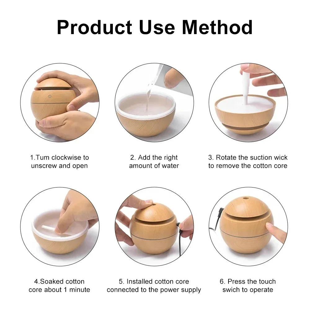 Home Wood Grain Air Humidifier Purifier Aroma Diffuser USB Ultrasonic Cool Mist Sprayer Essential Oil Fragrance 3