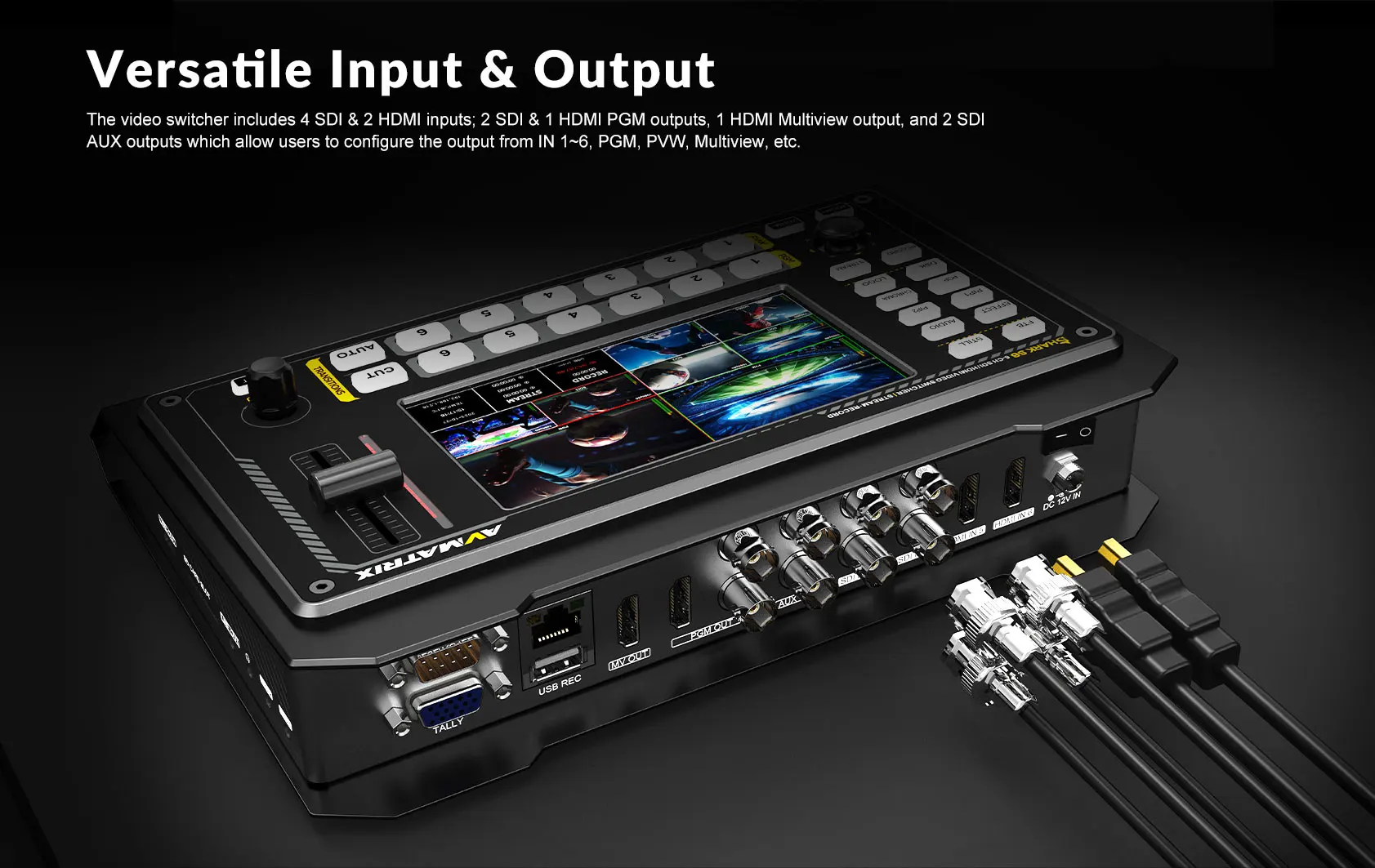 Shark S6 6-CH HDMI-compatible/SDI Video Switcher USB for capturing and streaming