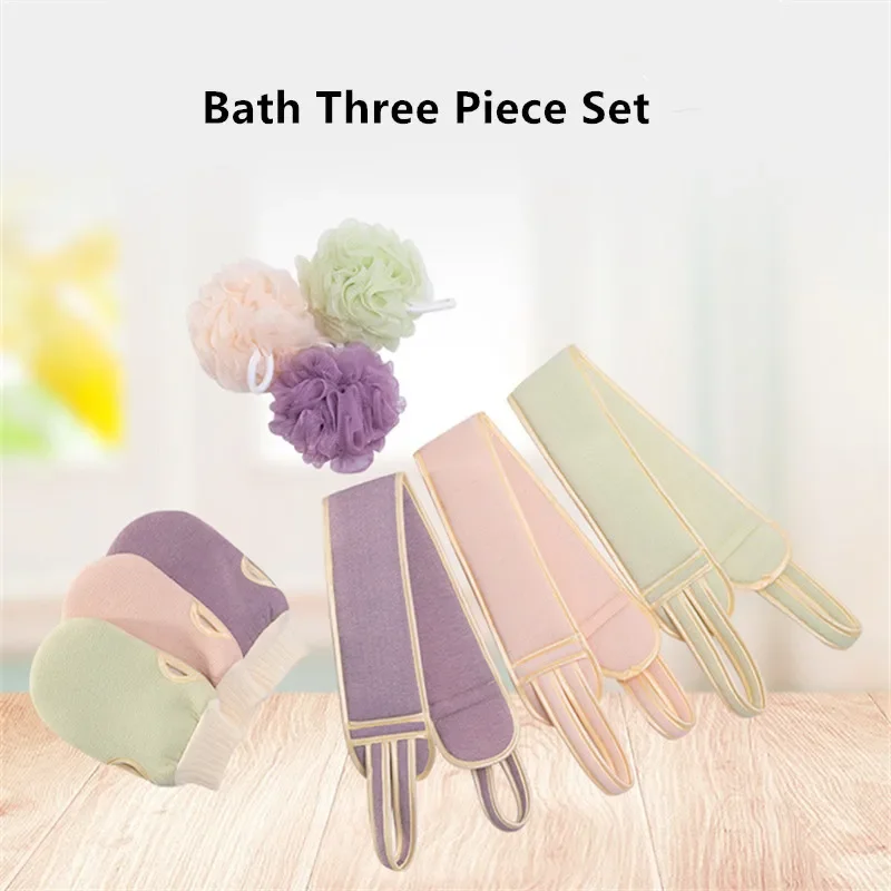 

Sdatter 3Pcs/Set Body Cleaning Washcloth Soft Brush Home Hotel Bathroom Shower Ball Back Scrubber Set Exfoliating Skin Towel Bat