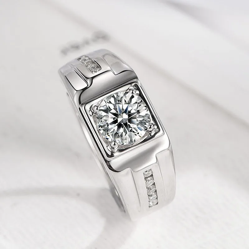 925 Sterling Silber Herrenring mit Zirkonia für Männer und Frauen Klassischer Hochzeitsschmuck Verlobungsringe Feine Weihnachts- und Geburtstagsgeschenke für Partys