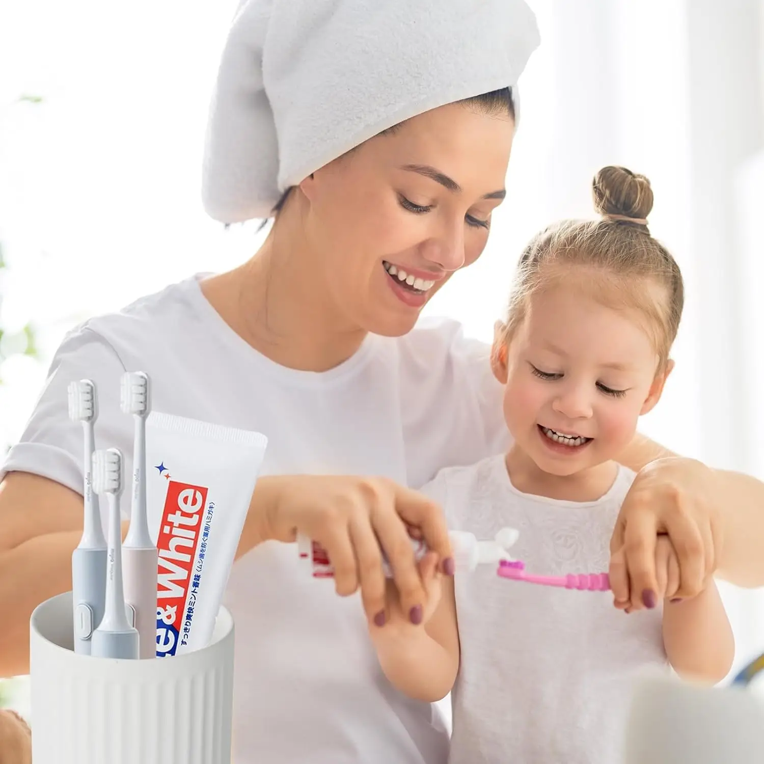 White Toothbrush Holders for Bathrooms - 1 Cups Ceramic Toothbrush Toothpaste Holders, White Bathroom Tumbler Cups Reusable